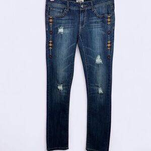 Mudd Blue Straight Leg Jeans with Beaded Accents